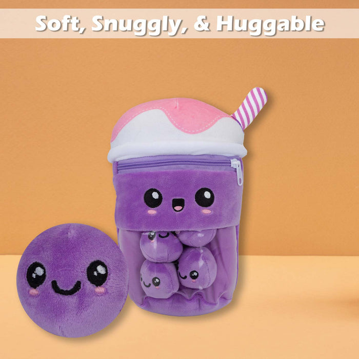 Boba Tea Soft Toy Cute Plushie Huggable Cuddly Stuffed Toy Gift 25cm Lilac