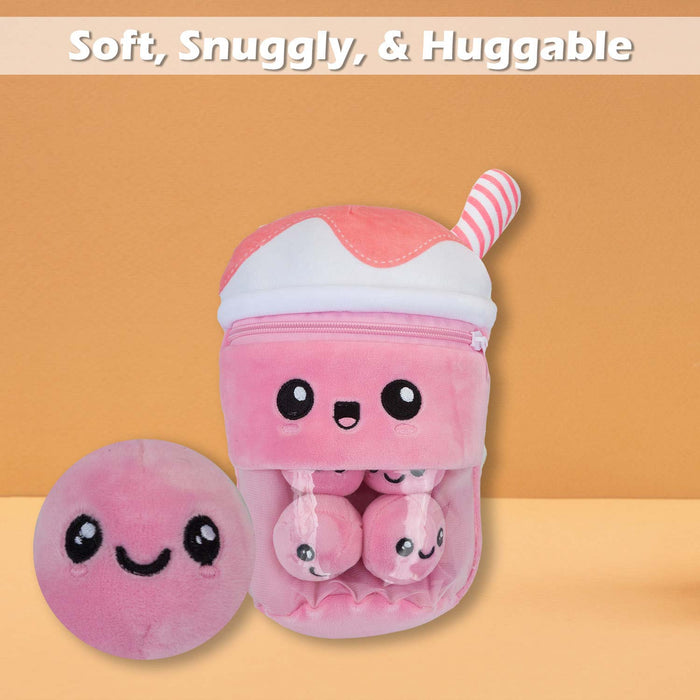 Boba Tea Soft Toy Cute Plushie Huggable Cuddly Stuffed Toy Gift 25cm Pink