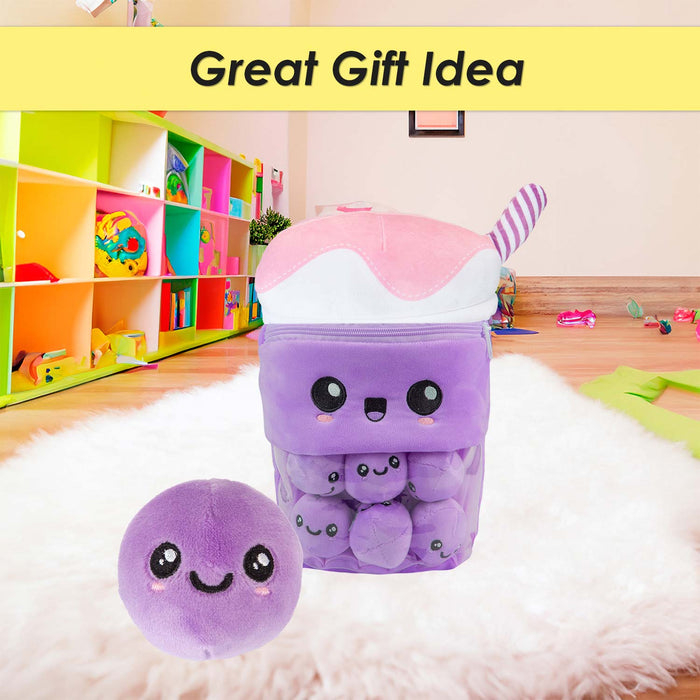 Boba Tea Soft Toy Cute Plushie Huggable Cuddly Stuffed Toy Gift 35cm Lilac