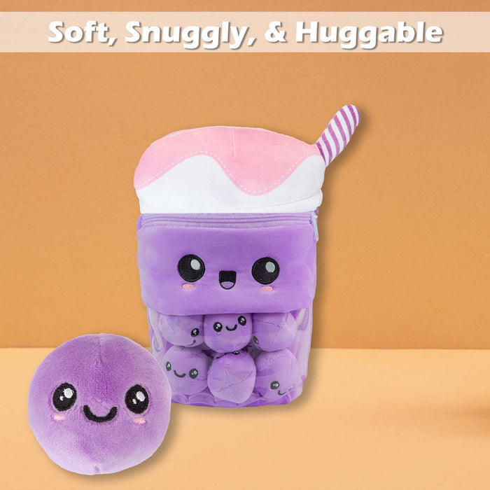 Boba Tea Soft Toy Cute Plushie Huggable Cuddly Stuffed Toy Gift 35cm Lilac