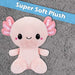 Sitting Axolotl Soft Toy Plush Stuffed Pink