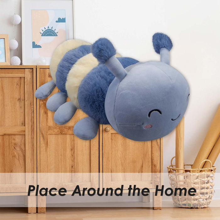 Baby Caterpillar Soft Toy Cute Plushie Huggable Cuddly Stuffed Toy 35cm Blue