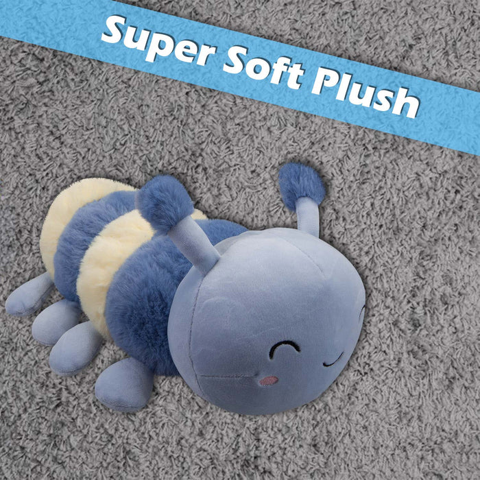 Baby Caterpillar Soft Toy Cute Plushie Huggable Cuddly Stuffed Toy 35cm Blue