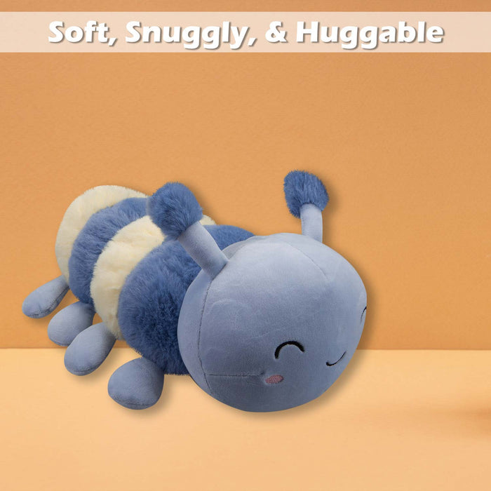 Baby Caterpillar Soft Toy Cute Plushie Huggable Cuddly Stuffed Toy 35cm Blue