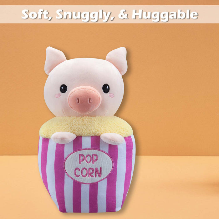 Popcorn Pig Soft Toy Cute Plushie Huggable Cuddly Stuffed Toy 36cm Pink