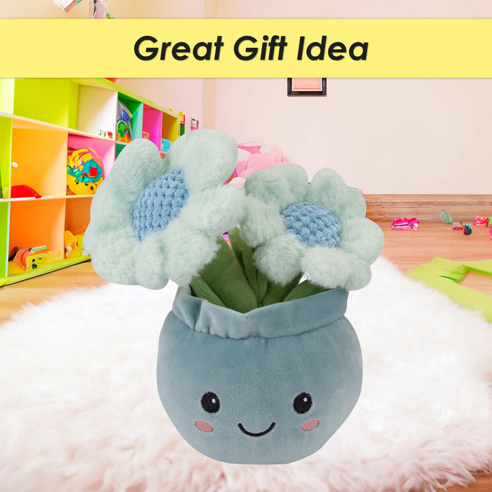Daisies Plant Pot Soft Toy Plush Stuffed Blue