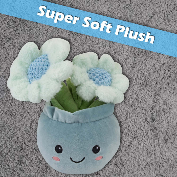 Daisies Plant Pot Soft Toy Plush Stuffed Blue