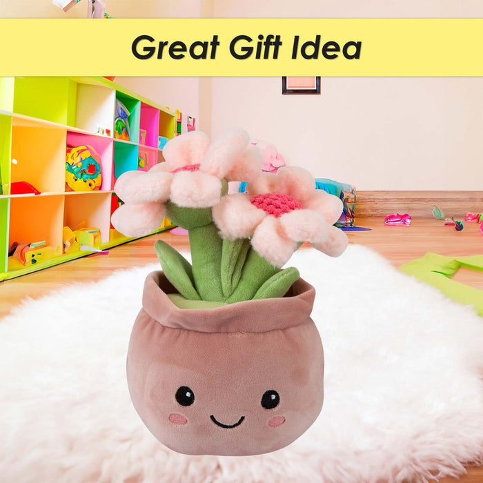 Daisies Plant Pot Soft Toy Plush Stuffed Pink