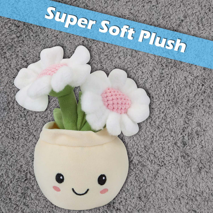 Daisies Plant Pot Soft Toy Plush Stuffed White