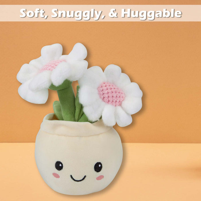 Daisies Plant Pot Soft Toy Cute Plushie Huggable Cuddly Stuffed Toy 20cm White