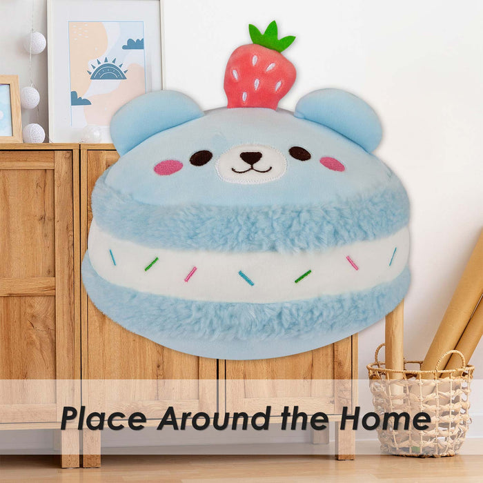 Macaroon Bear Soft Toy Cute Plushie Huggable Cuddly Stuffed Toy 23cm Blue