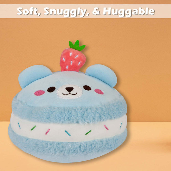 Macaroon Bear Soft Toy Cute Plushie Huggable Cuddly Stuffed Toy 23cm Blue