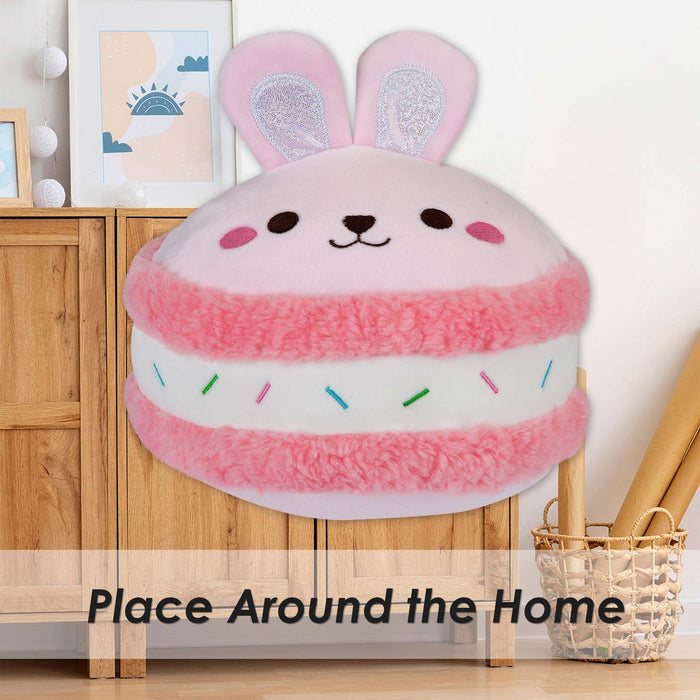 Macaroon Bunny Soft Toy Cute Plushie Huggable Cuddly Stuffed Toy 23cm Pink