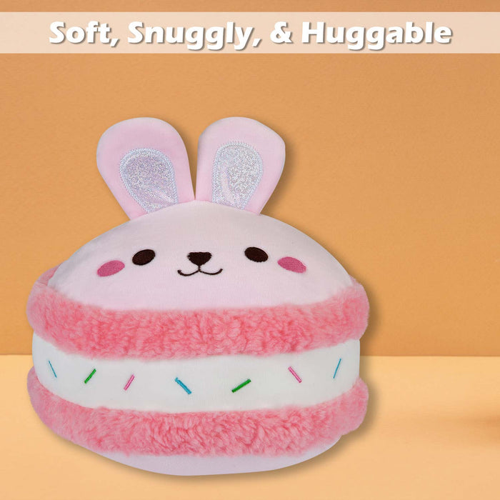Macaroon Bunny Soft Toy Cute Plushie Huggable Cuddly Stuffed Toy 23cm Pink