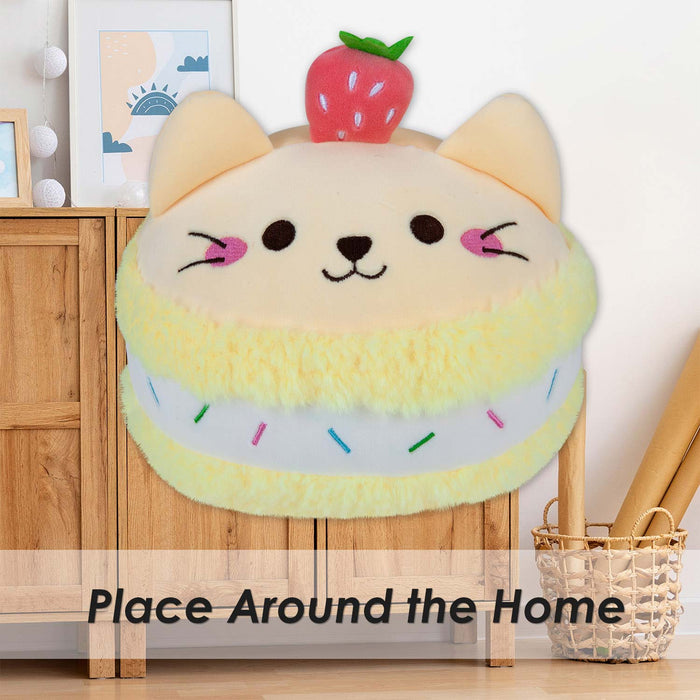 Macaroon Cat Soft Toy Cute Plushie Huggable Cuddly Stuffed Toy 23cm Yellow