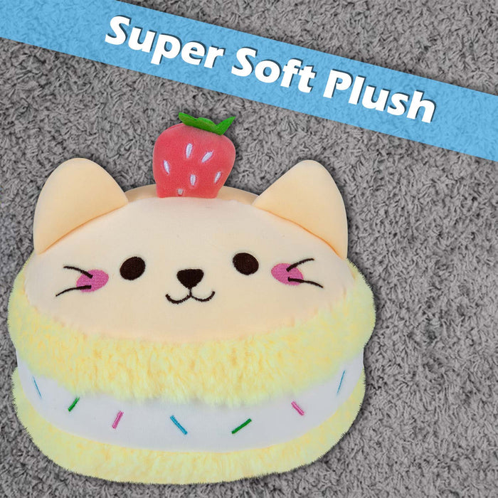 Macaroon Cat Soft Toy Cute Plushie Huggable Cuddly Stuffed Toy 23cm Yellow