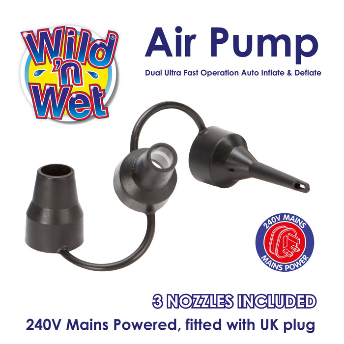 Inflating Deflating Mains Air Pump With 3 Nozzles