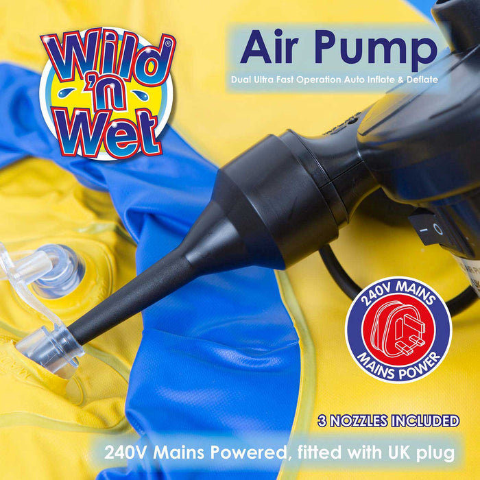 Inflating Deflating Mains Air Pump With 3 Nozzles