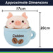 Pig Coffee Cup Soft Toy Cute Plushie Huggable Cuddly Stuffed Toy 20cm Blue