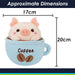 Pig Coffee Cup Soft Toy Plush Stuffed Blue