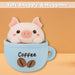 Pig Coffee Cup Soft Toy Cute Plushie Huggable Cuddly Stuffed Toy 20cm Blue