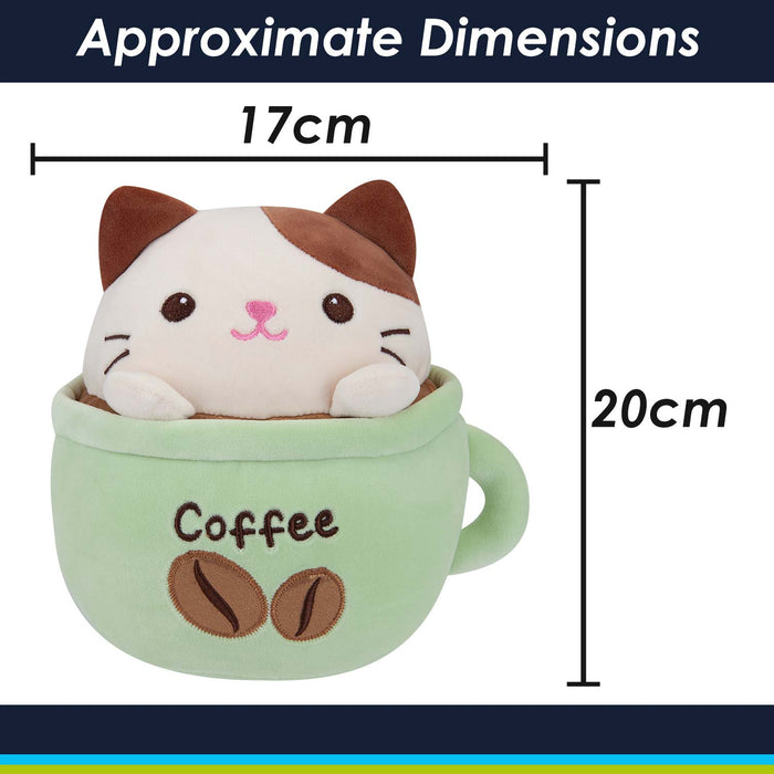 Cat Coffee Cup Soft Toy Plush Stuffed Green