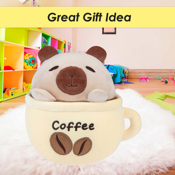 Capybara Coffee Cup Soft Toy Cute Plush Stuffed Yellow