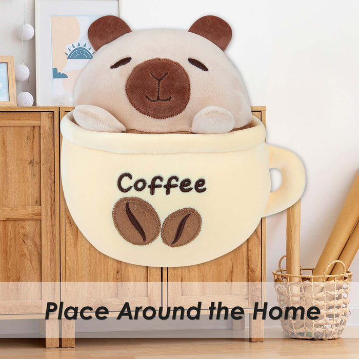 Capybara Coffee Cup Soft Toy Cute Plush Stuffed Yellow