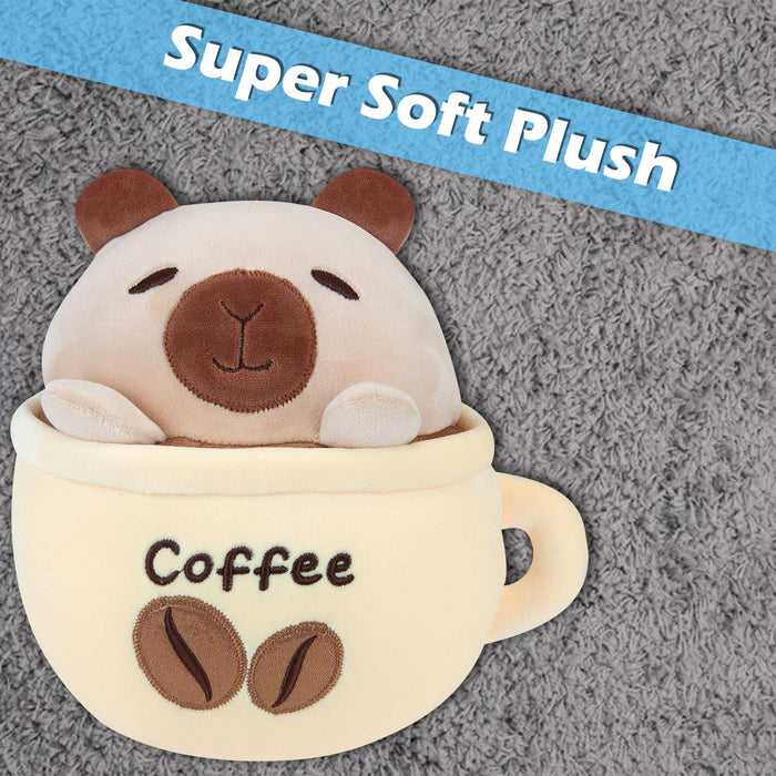 Capybara Coffee Cup Soft Toy Cute Plush Huggable Cuddly Stuffed Toy 20cm Yellow