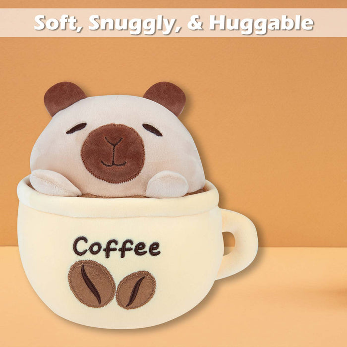 Capybara Coffee Cup Soft Toy Cute Plush Huggable Cuddly Stuffed Toy 20cm Yellow