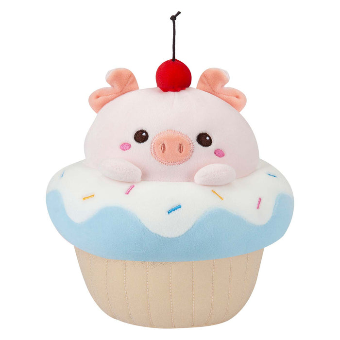 Pig Cup Cake Soft Toy Cute Plushie Huggable Cuddly Stuffed Toy 20cm Blue