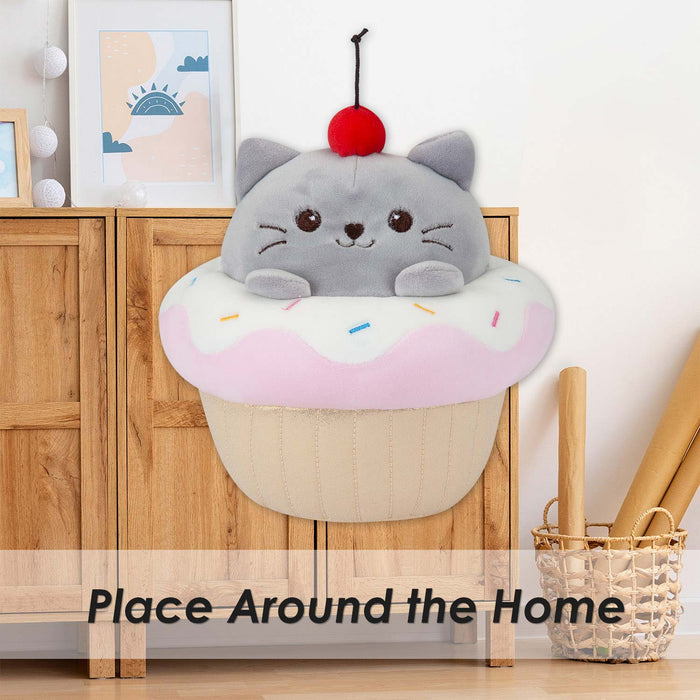 Cat Cup Cake Soft Toy Plush Stuffed Pink