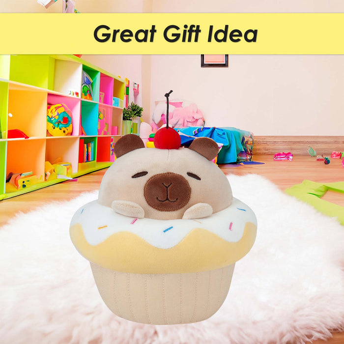 Capybara Cup Cake Soft Toy Cute Plushie Huggable Cuddly Stuffed Toy 20cm Yellow