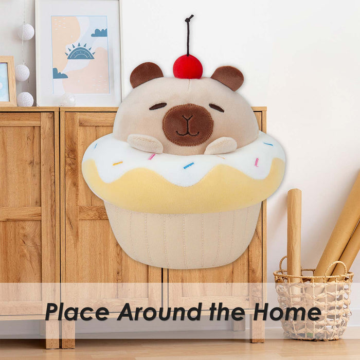 Capybara Cup Cake Soft Toy Cute Plushie Huggable Cuddly Stuffed Toy 20cm Yellow