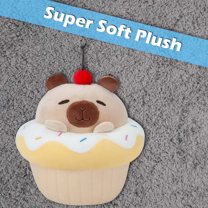 Capybara Cup Cake Soft Toy Cute Plushie Huggable Cuddly Stuffed Toy 20cm Yellow