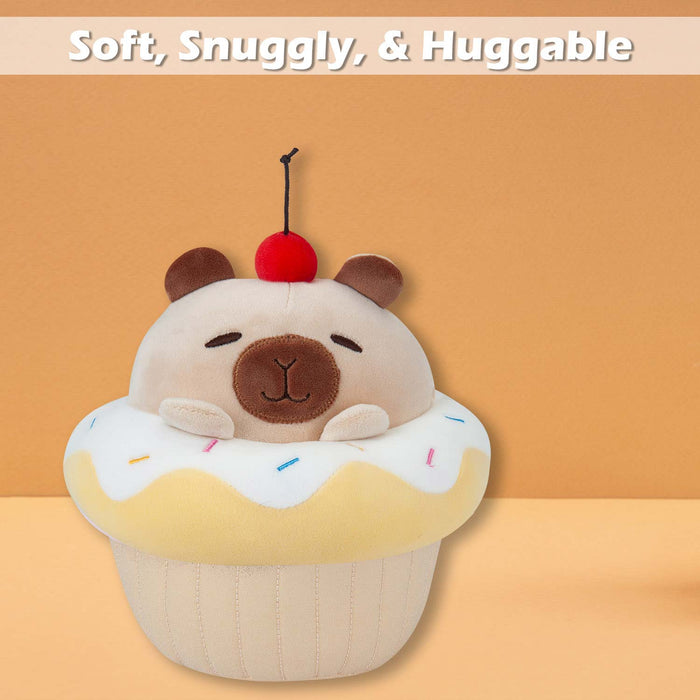 Capybara Cup Cake Soft Toy Cute Plushie Huggable Cuddly Stuffed Toy 20cm Yellow