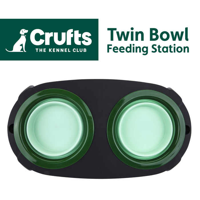 Crufts - Twin Feeding Bowls Travel Collapsible Portable Dish