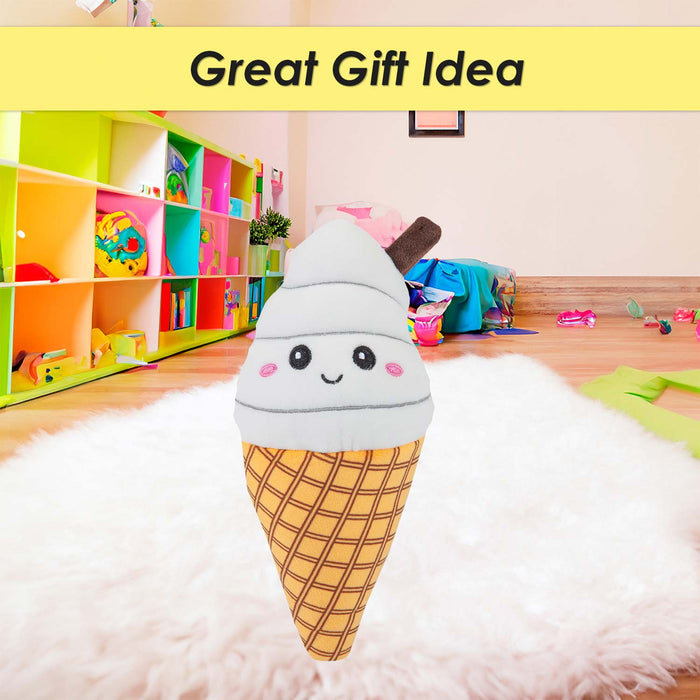 Ice Cream Soft Toy Cute Plushie Huggable Cuddly Stuffed Toy 16cm White