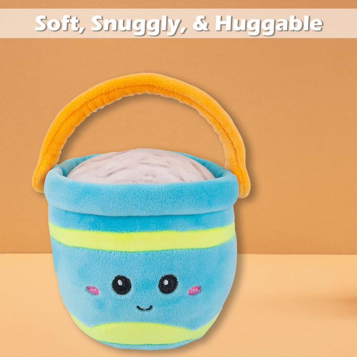 Bucket Soft Toy Cute Plushie Huggable Cuddly Stuffed Toy 16cm Blue