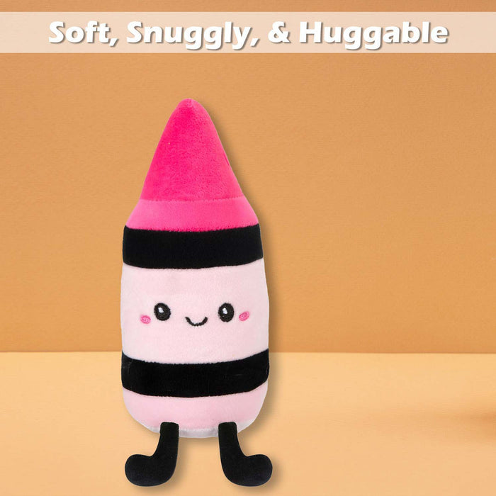 Crayon Soft Toy Cute Plushie Huggable Cuddly Stuffed Toy 27cm Pink