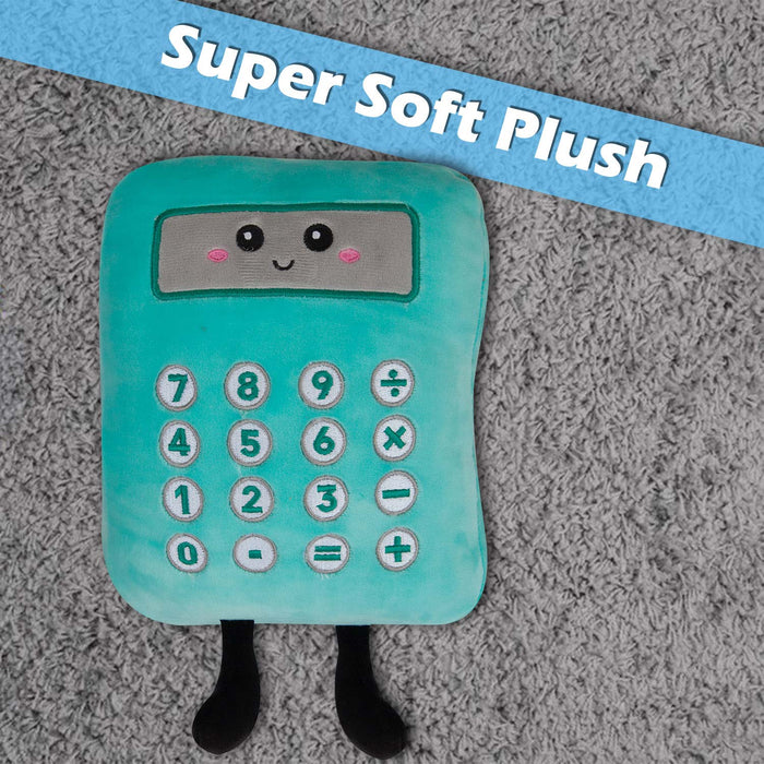 Calculator Soft Toy Cute Plushie Huggable Cuddly Stuffed Toy 27cm Blue
