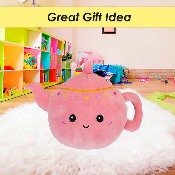 Teapot Soft Toy Cute Plushie Huggable Cuddly Stuffed Toy 27cm Pink