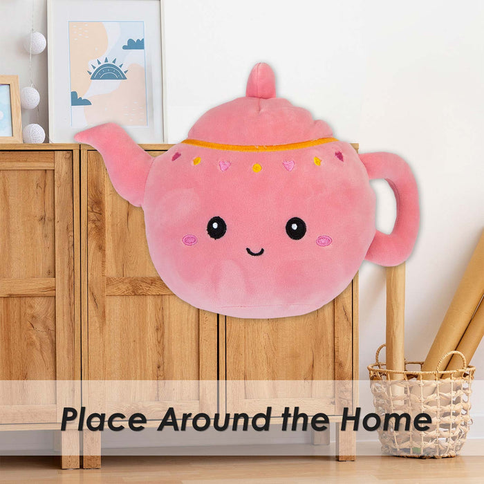Teapot Soft Toy Cute Plushie Huggable Cuddly Stuffed Toy 16cm Pink
