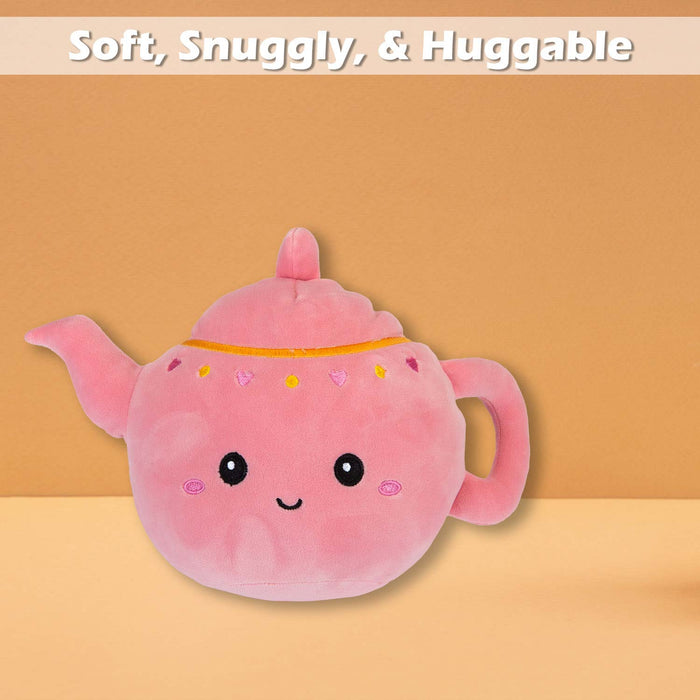 Teapot Soft Toy Cute Plushie Huggable Cuddly Stuffed Toy 16cm Pink