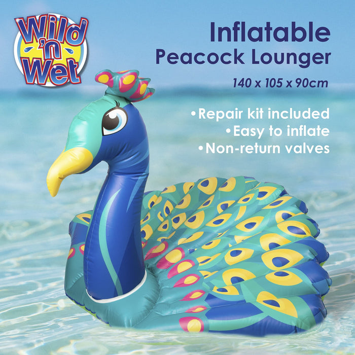 Inflatable Pool Float Peacock Lounger Novelty Swimming Lilo