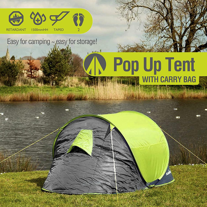 2 Man Pop Up Tent, Camping, Size: 220cm x 120cm x 95cm