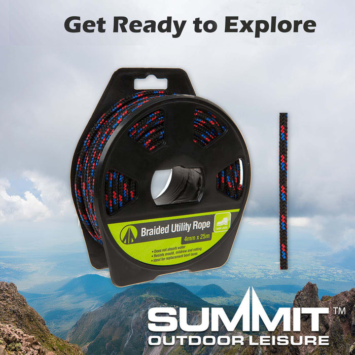 25M Utility Rope With Casing Waterproof Mould Resistant 4mm x 25m Black X 1