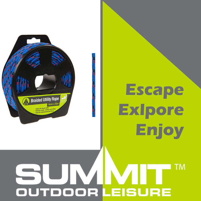 25M Utility Rope With Casing Waterproof Mould Resistant 4mm x 25m Blue X 1