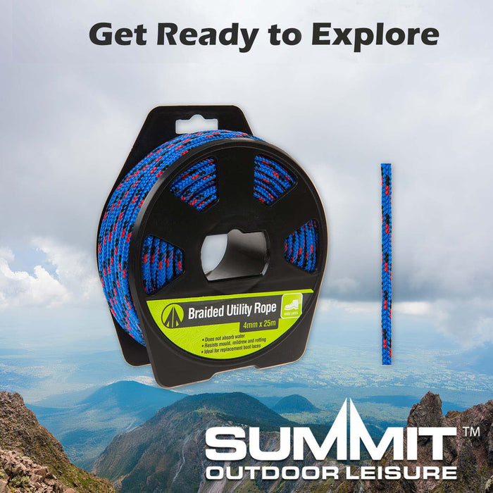 25M Utility Rope With Casing Waterproof Mould Resistant 4mm x 25m Blue X 1