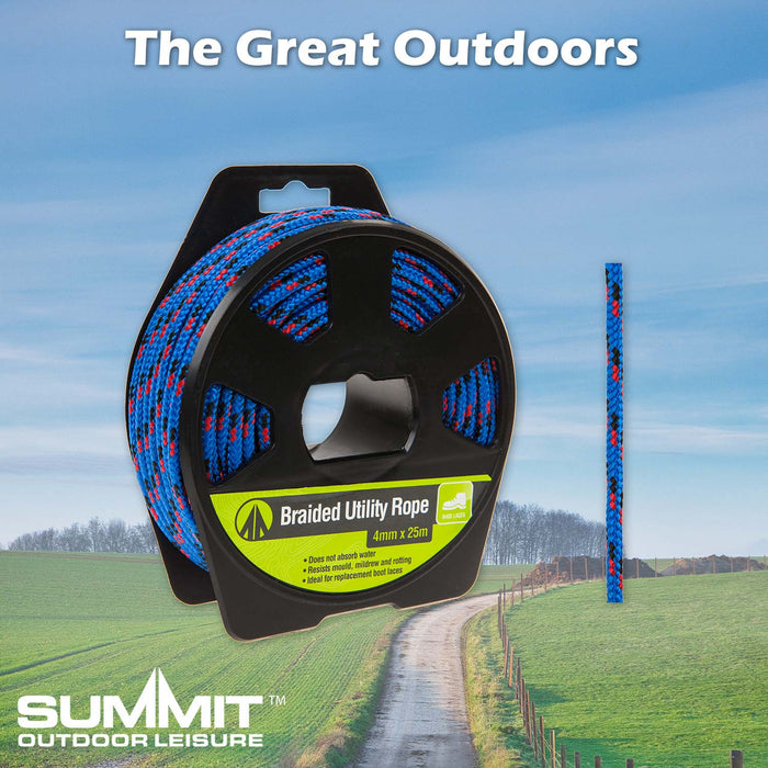 25M Utility Rope With Casing Waterproof Mould Resistant 4mm x 25m Blue X 1